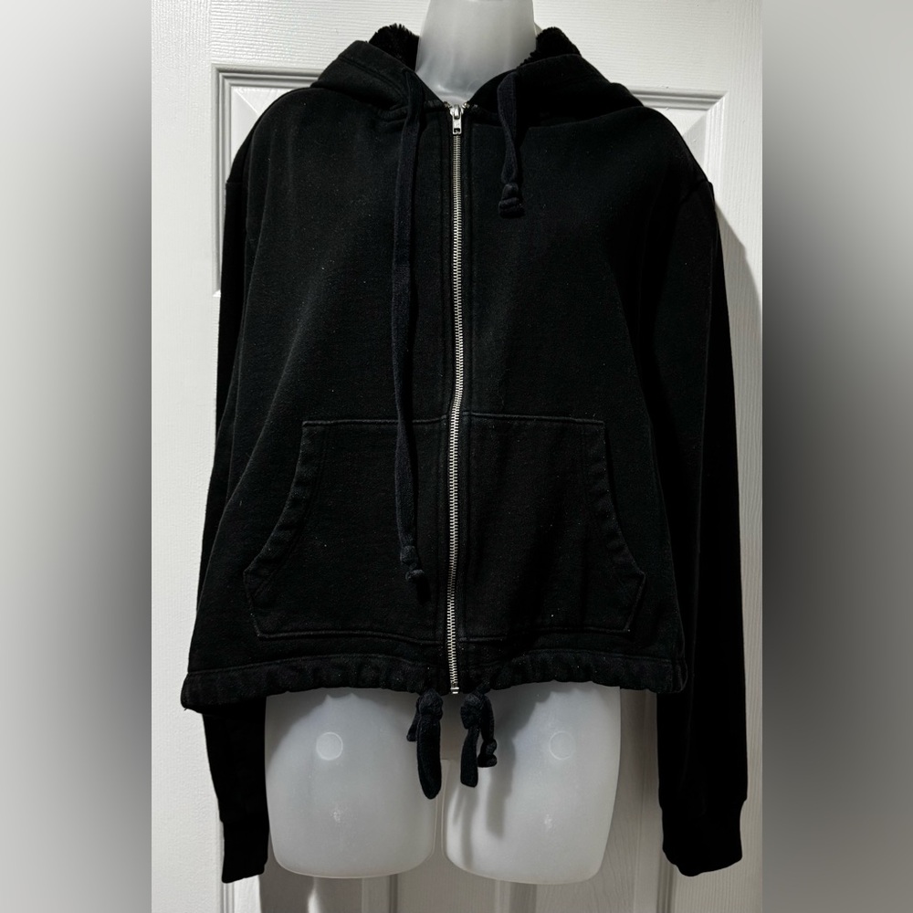 Victoria's Secret PINK Black Zip-Up Hoodie (Size L)
